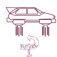 A dalorean lifting off and going back to the future